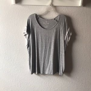 Grey tee with white lace